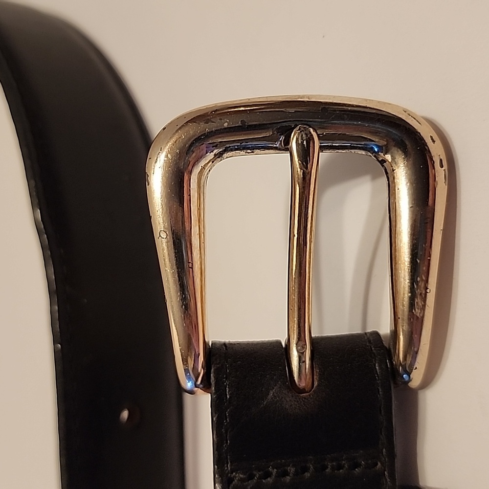 Redwing Black belt 36" Genuine Leather SOLID BRASS BUCKLE 5 HOLES - Picture 5 of 5